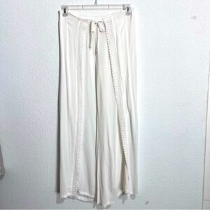 No Boundaries White Off White Lace Front Wide Leg Pants Beach Cover Up Small